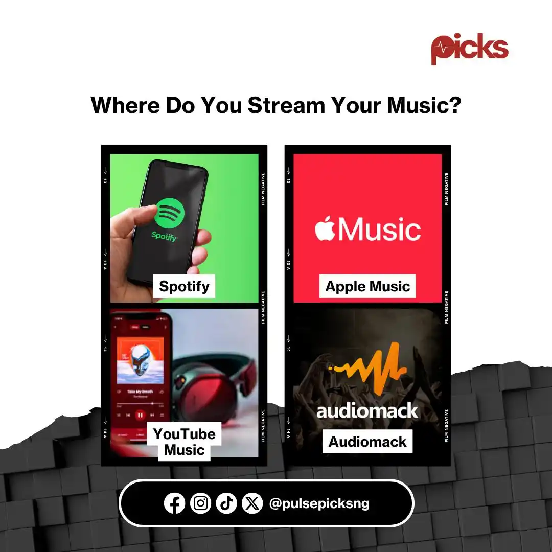 Image from Pulse Picks Nigeria: *Where do get your vibes from?* 👍🏾 = Spotify ❤ = Apple Music 😂 = ...