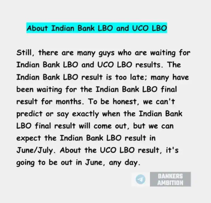 Image from BANKERS AMBITION CHANNEL: ☑️ About Indian Bank LBO And UCO...