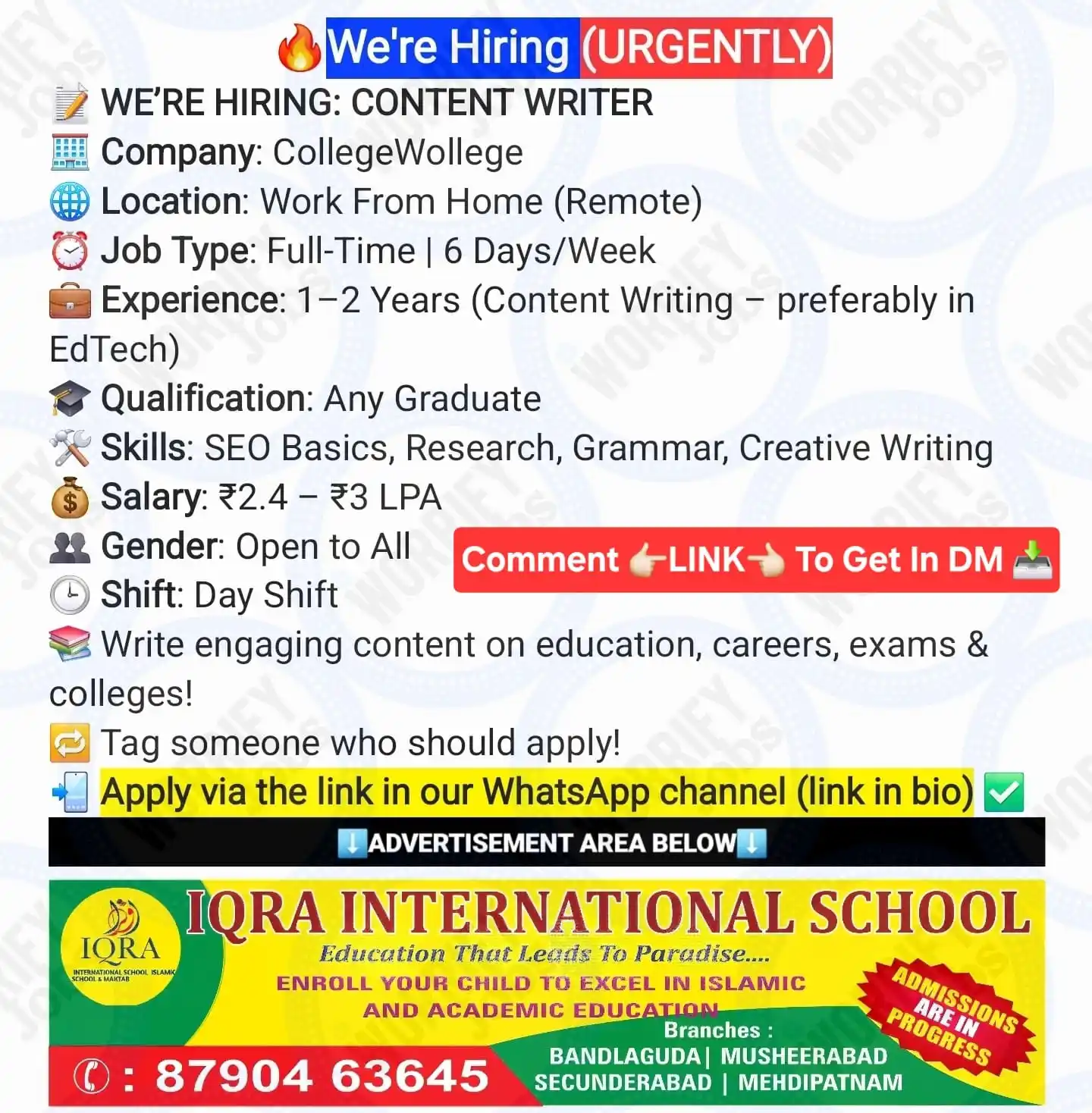 Image from WorrifyJobs™: *🔥Apply Now:🔥* https://unstop.com/jobs/content-writer-collegewollege...