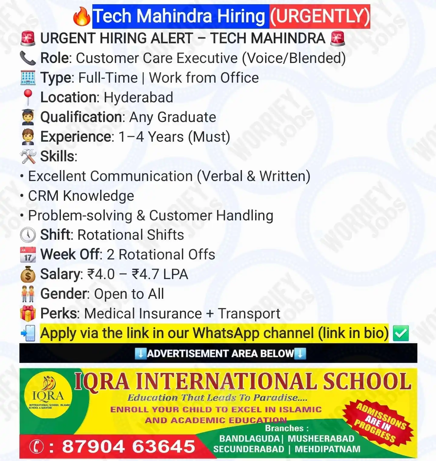 Image from WorrifyJobs™: *🔥Apply Now:🔥* https://unstop.com/jobs/customer-care-executive-tech-...
