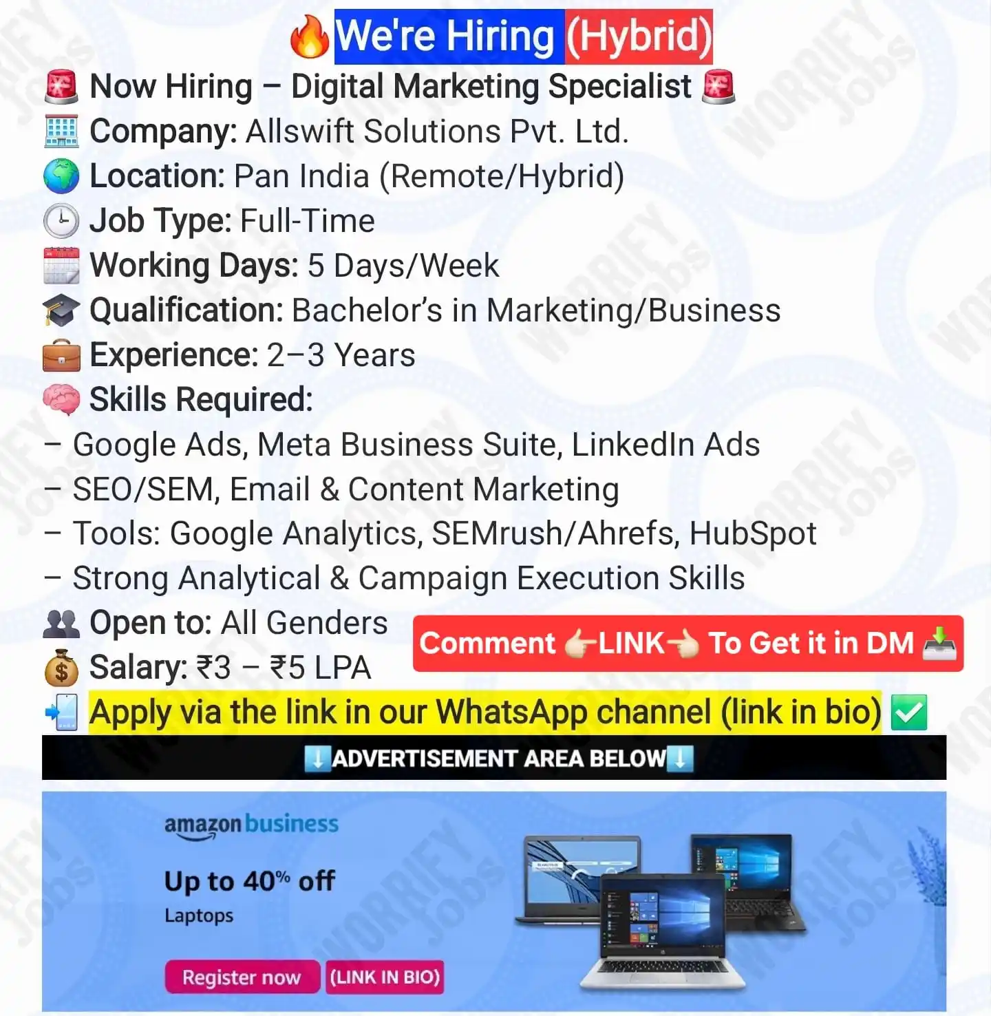Image from WorrifyJobs™: *🔥Apply Now:🔥* https://unstop.com/jobs/digital-marketing-specialist-...
