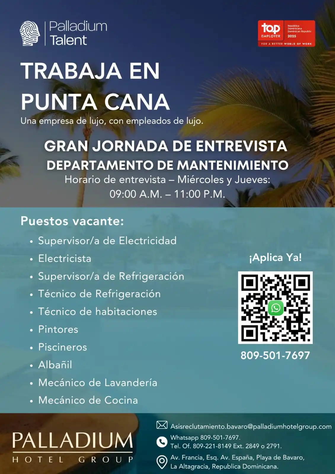 Image from Disi Mota Publicidad Empleos: Bávaro  GRAN JORNADA DE ENTREVISTA DEPARTAMENTO DE MANTENIMIENTO Horar...