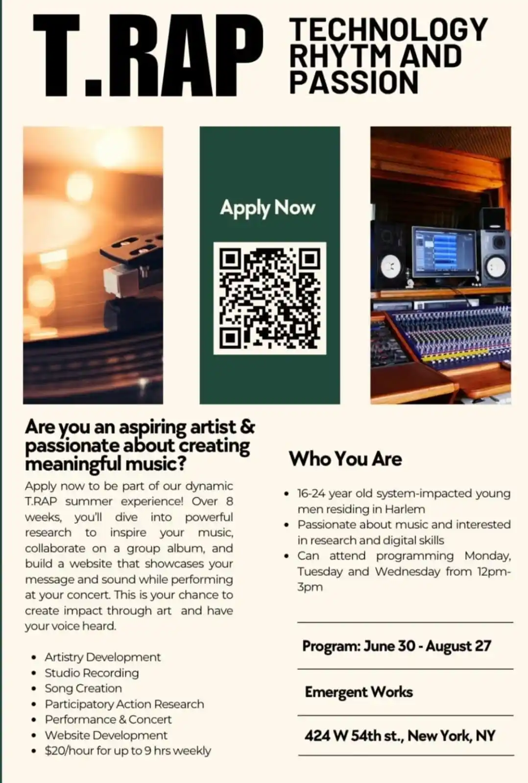 Image from NYC JOBS: 🎤 CALLING YOUNG HARLEM ARTISTS! 🎶 Are you between 16–24 years old, A...