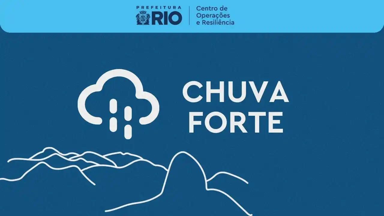 Image from Centro de Operações e Resiliência (COR-Rio): *CHUVA FORTE NO RIO* Segundo o Sistema Alerta Rio, entre 9h45 e 10h00...