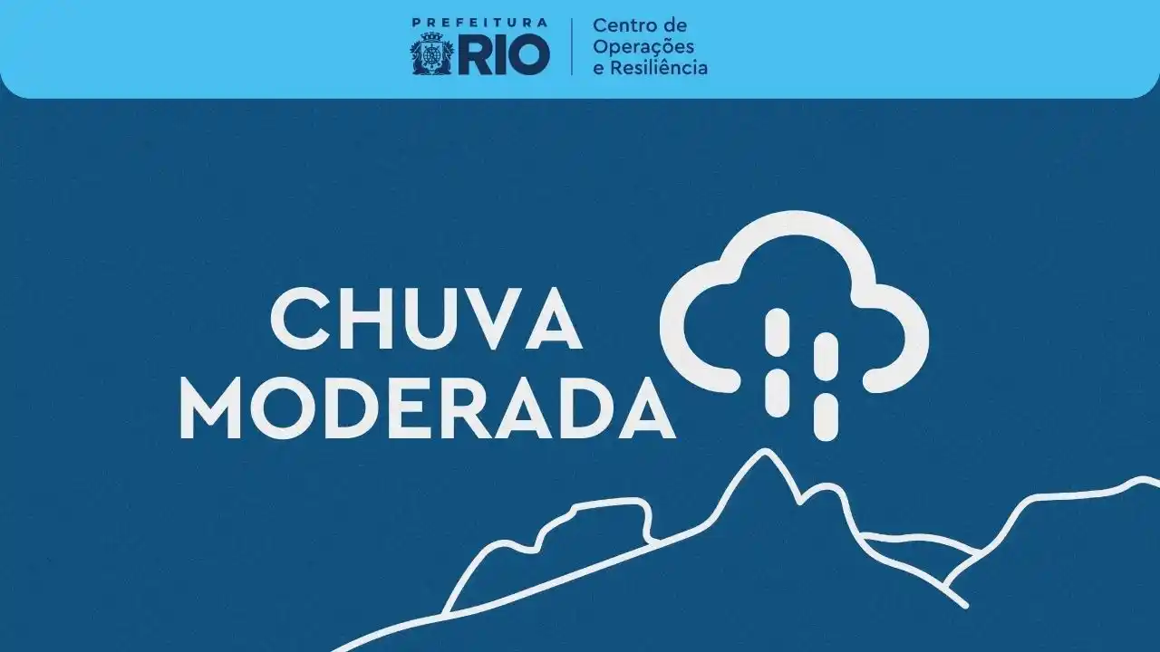 Image from Centro de Operações e Resiliência (COR-Rio): *CHUVA MODERADA NO RIO* Segundo o Sistema Alerta Rio, entre 9h15 e 9h...