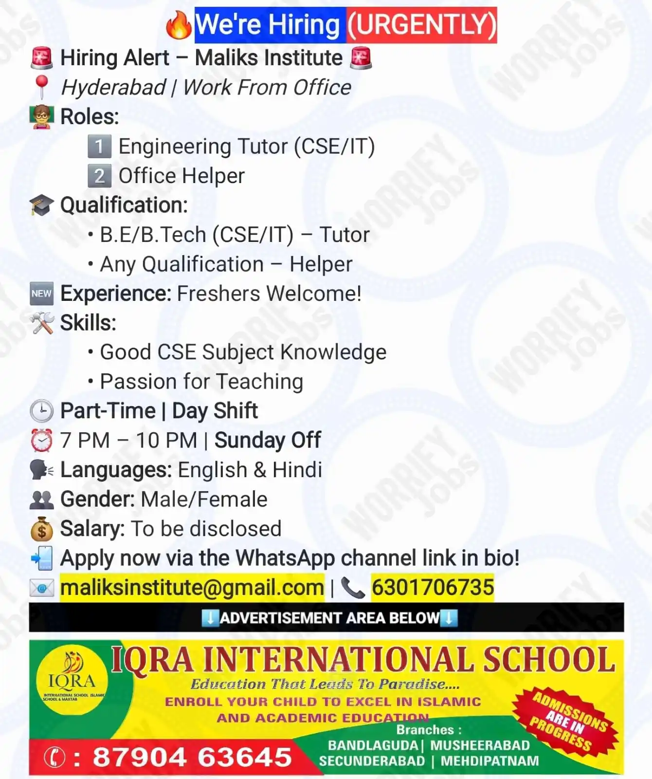 Image from WorrifyJobs™: *🔥Contact:🔥*📧 maliksinstitute@gmail.com 📞 6301706735 __________...