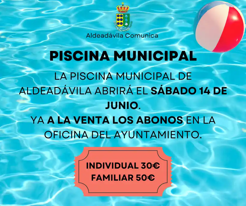 Image from Aldeadávila De La Ribera: 🟡 INFORMACIÓN: Les comunicamos que este sábado, 14 de junio se abrir...