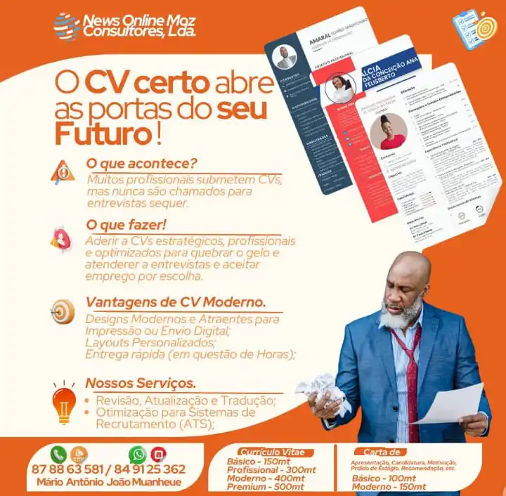 Image from News Online Moz Condutores Lda: ✨ 𝗣𝗥𝗘𝗖𝗜𝗦𝗔𝗦 𝗗𝗘 𝗨𝗠 𝗖𝗩 𝗢𝗨 𝗖𝗔𝗥𝗧𝗔 𝗣𝗥𝗢𝗙𝗜𝗦𝗦𝗜𝗢𝗡...