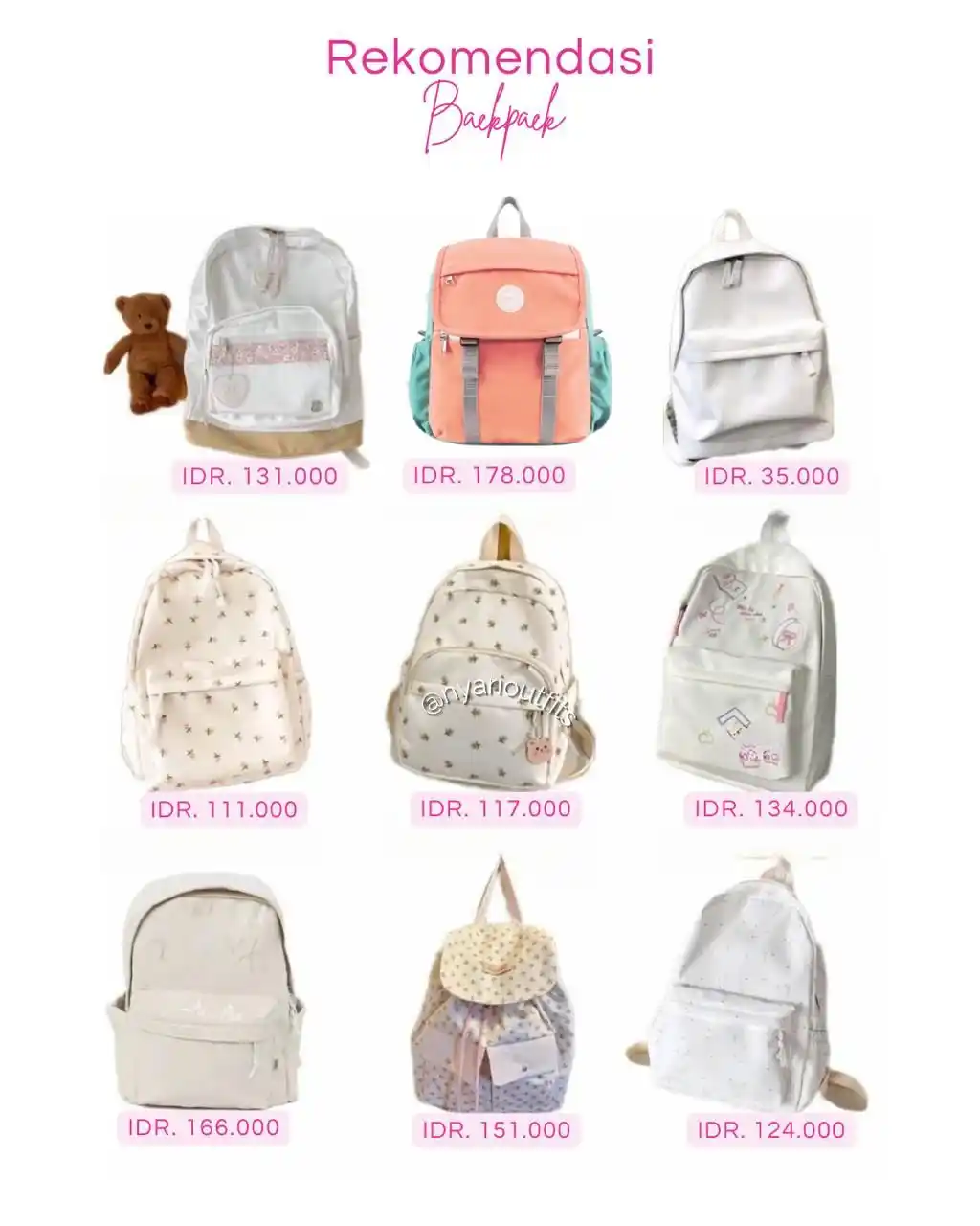 Image from NyariOutfits | OOTD Cewek & Rekomendasi Outfit Hijab: rekomendasi backpack🎀 ✨ mimin spill yaa ⤵️ 1. Sera https://s.shopee.c...