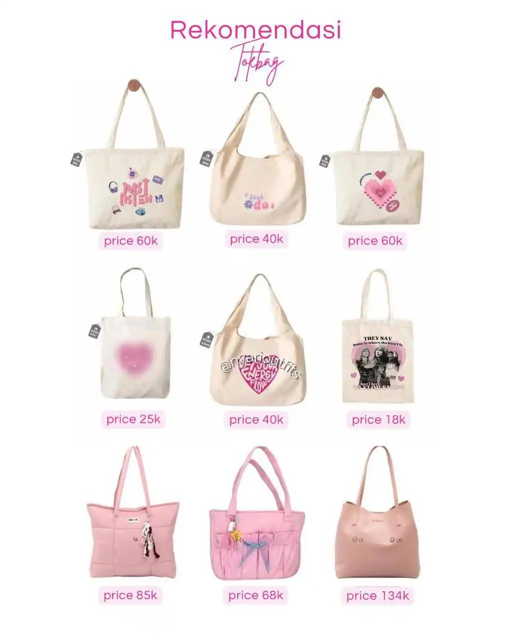 Image from NyariOutfits | OOTD Cewek & Rekomendasi Outfit Hijab: rekomendasi totebag 🎀 ✨ mimin spill yaa ⤵️ 1. Emily https://s.shopee....