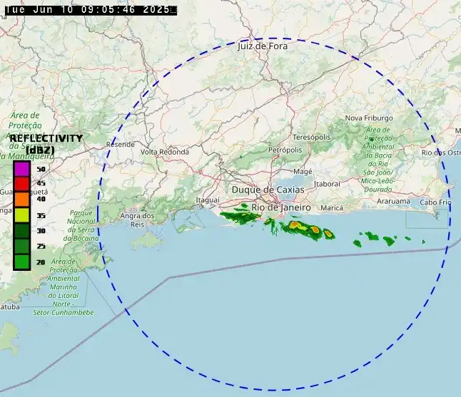 Image from Centro de Operações e Resiliência (COR-Rio): *TEMPO AGORA | 9h30*  Segundo o Alerta Rio, núcleos de chuva, associad...