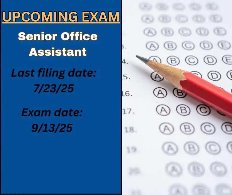 Image from NYC JOBS: The civil service exam for Senior Office Assistant is being given on S...