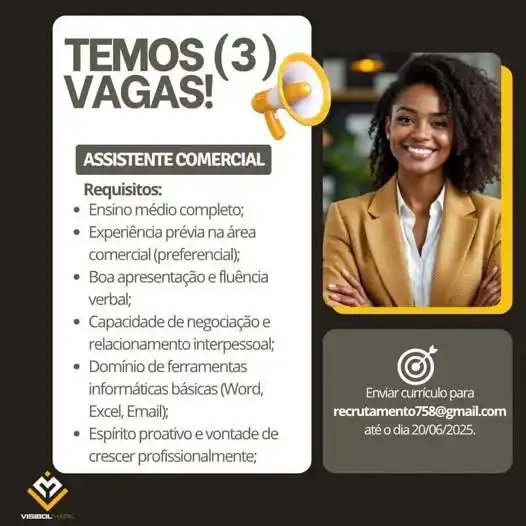 Image from News Online Moz Condutores Lda: VAGA - ASSISTENTE COMERCIAL Empresa: VisibolMark, Lda Nº de vagas: Tr...