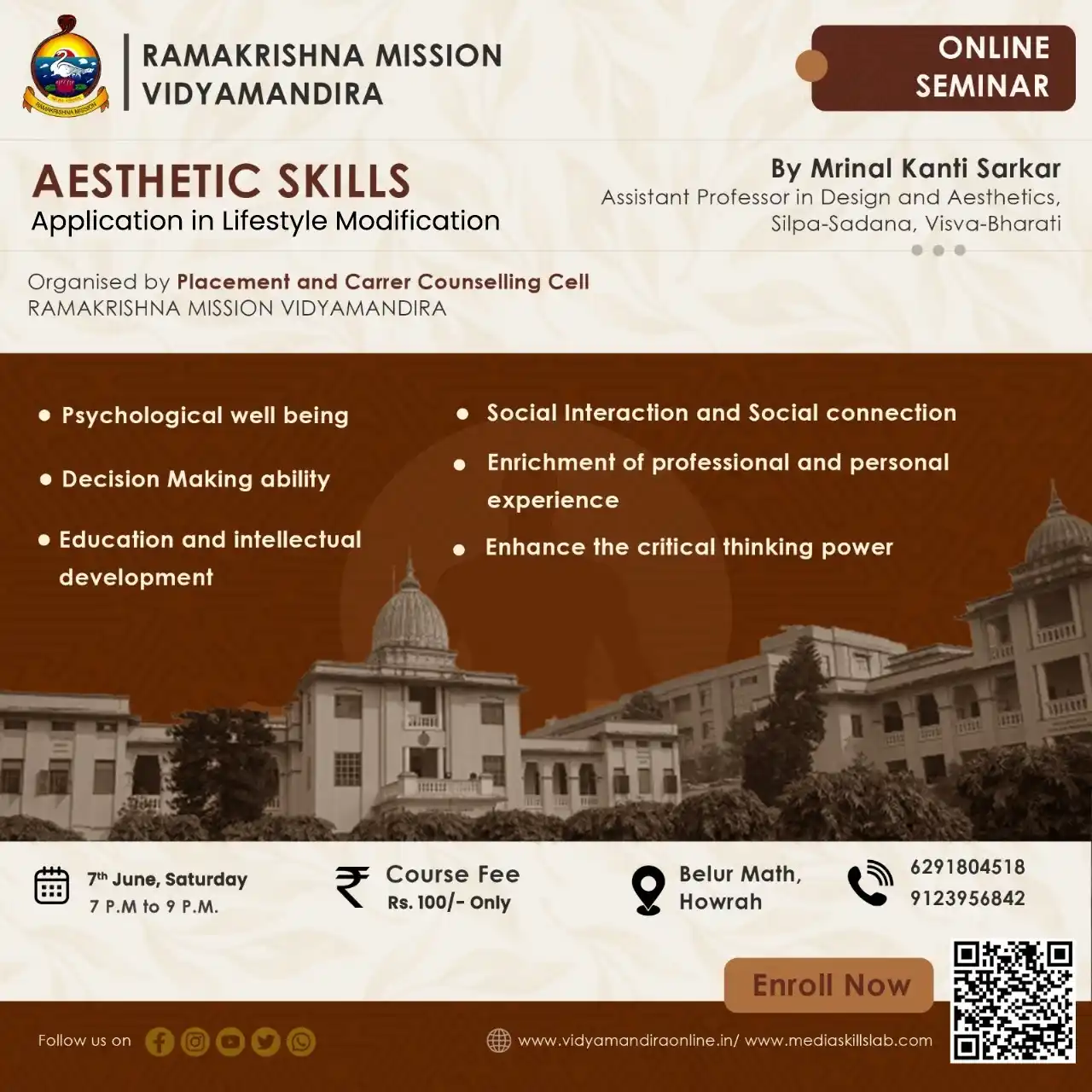 Image from Ramakrishna Mission Vidyamandira (RKMV): *Aesthetics Skills: Application in Lifestyle Modification* Online Semi...