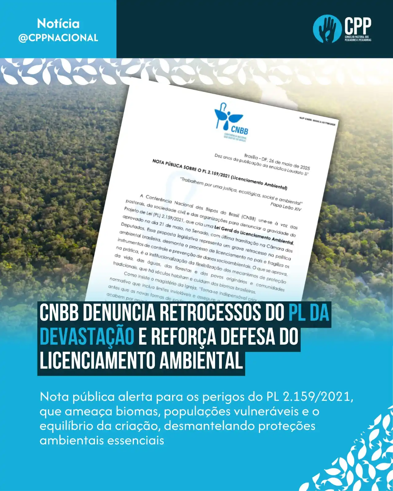 Image from Conselho Pastoral dos Pescadores e Pescadoras: 📢 CNBB denuncia os perigos do PL da Devastação! - A Conferência Nacio...