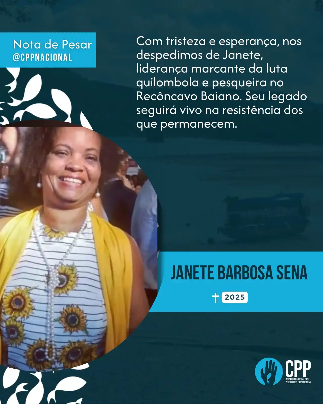 Image from Conselho Pastoral dos Pescadores e Pescadoras: 🙏🏿 Com profunda tristeza e fé no Ressuscitado, nos solidarizamos com...