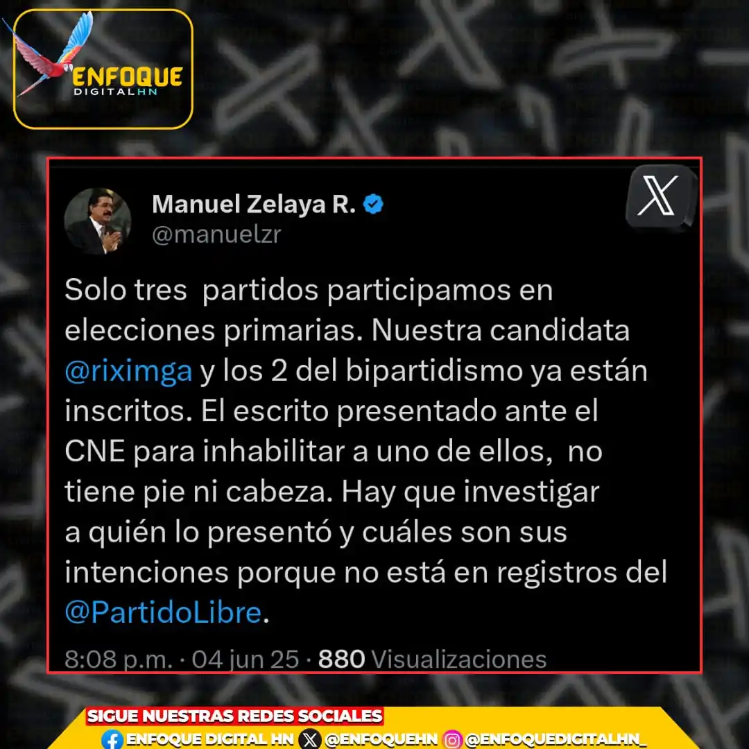 Image from Enfoque Digital HN: EDHN 🚨 || "Solo tres  partidos participamos en elecciones primarias. ...