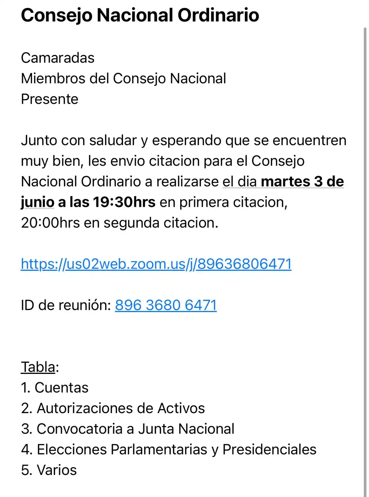 Image from PDC Región Metropolitana 2023-2025: *Informacion partidaria*  ➡️ El día de hoy domingo a las 18.37 hrs nos...