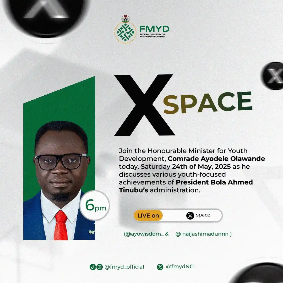 Image from Federal Ministry of Youth Development : Join the Honourable Minister for Youth Development, Comrade Ayodele Ol...