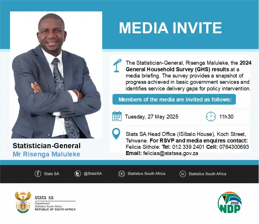 Image from Statistics South Africa: *Media Invite* Stats SA will release the General Household Survey (G...