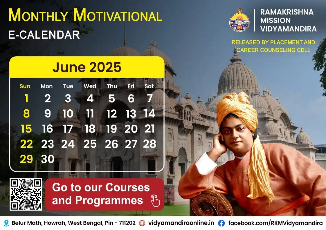 Image from Ramakrishna Mission Vidyamandira (RKMV): *Monthly Motivational E-Calendar* *June, 2025* Released by *RKMVM Pla...