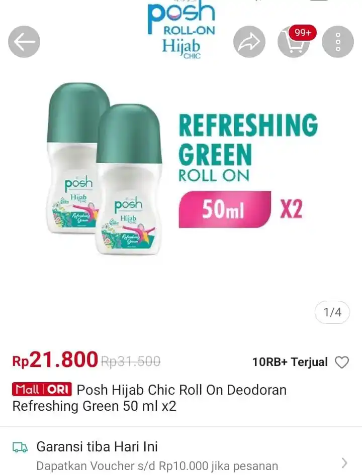 Image from DISKONAN PROMO SHOPEE👛 RACUN SHOPEE🎀 PROMO BELANJA ONLINE 🛒: Posh Hijab Chic Roll On Deodoran Refreshing Green 50 ml x2Pcs https:/...