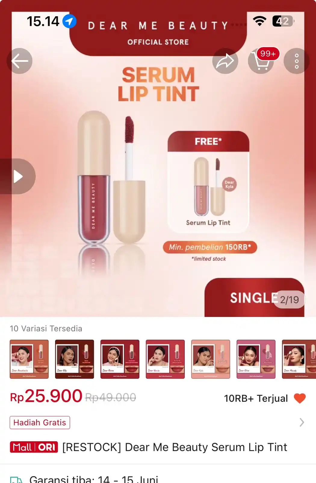 Image from DISKONAN PROMO SHOPEE👛 RACUN SHOPEE🎀 PROMO BELANJA ONLINE 🛒: [RESTOCK] Dear Me Beauty Serum Lip Tint! https://s.shopee.co.id/9ACmWV...