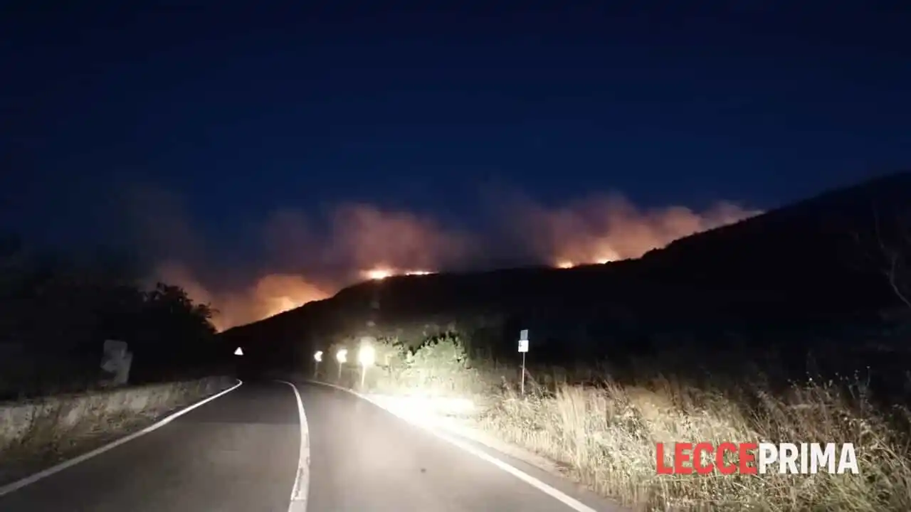 Image from LeccePrima.it: Roghi nel Salento, decine d'interventi. Vasto incendio tra Castro e Sa...
