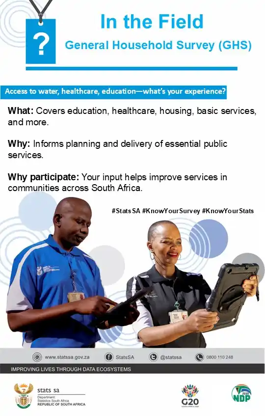 Image from Statistics South Africa: *📢 The General Household Survey (GHS) is underway.* Stats SA is cur...