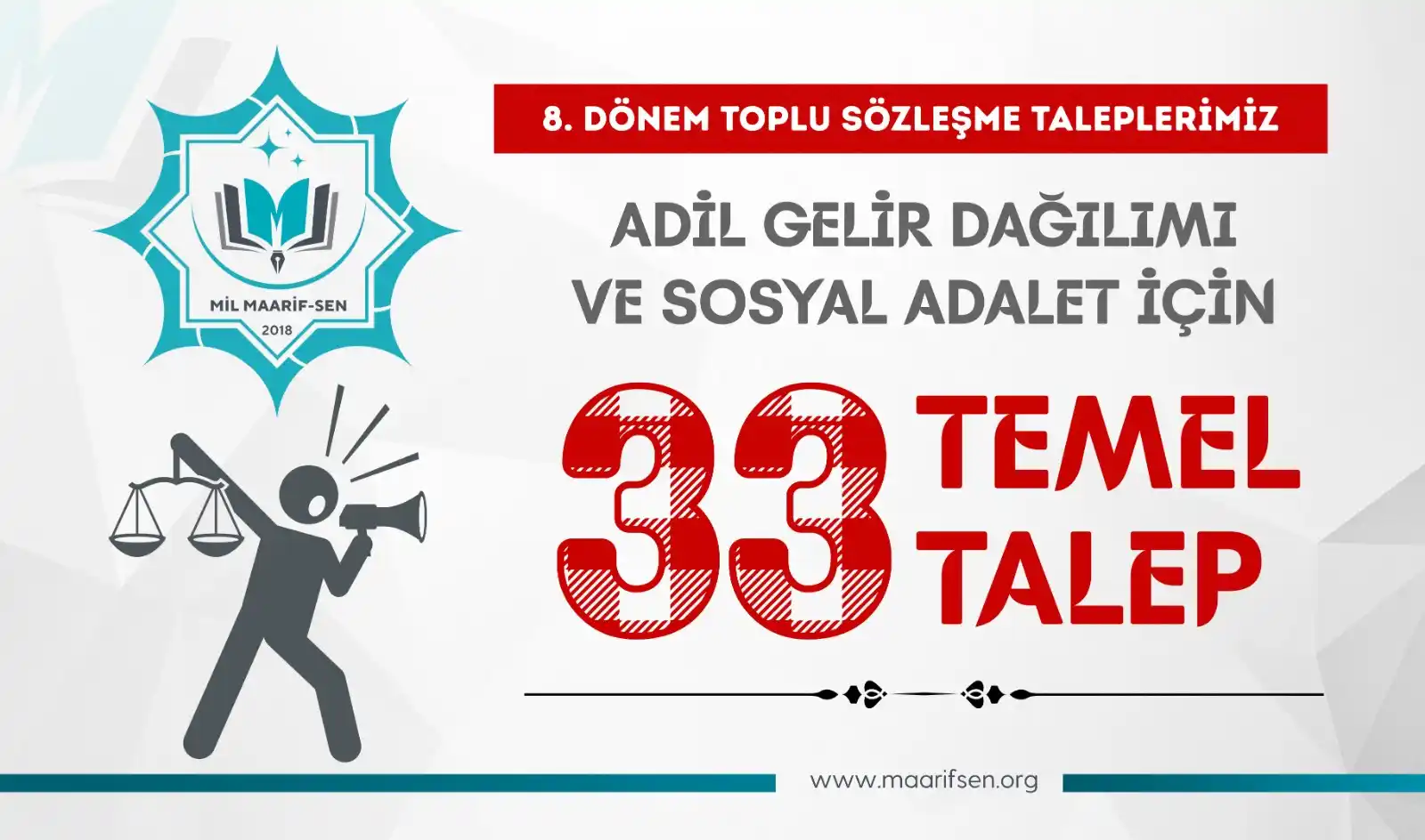 Image from Maarif Çalışanları Sendikası (Mil Maarif-Sen): *“Adil Gelir Dağılımı ve Sosyal Adalet İçin 33 Temel Talep”* Mil Maar...
