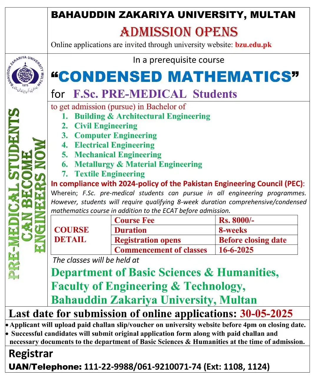 Bahauddin Zakariya University post