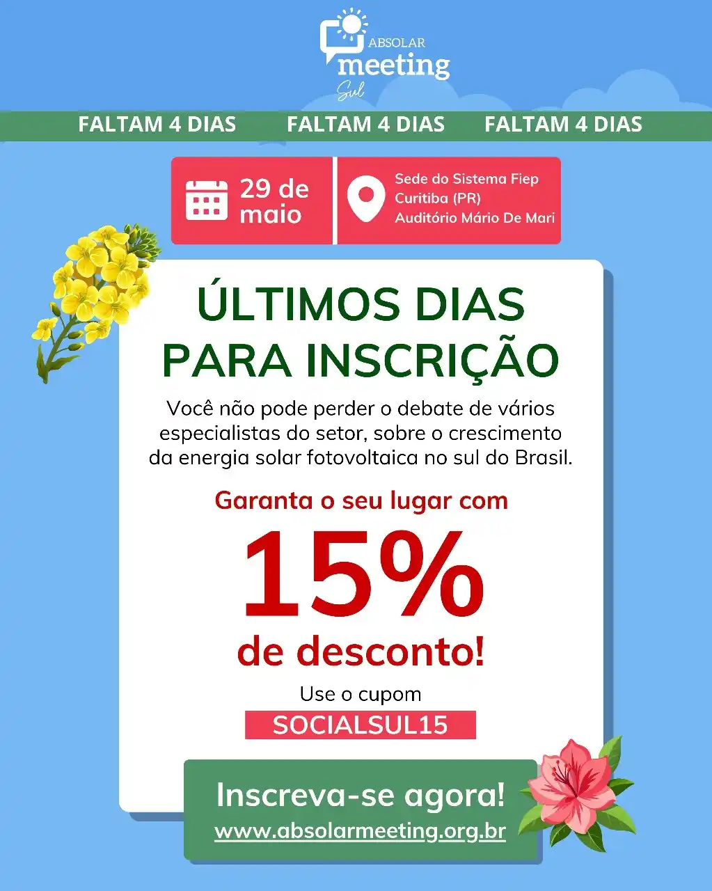 Image from ABSOLAR: As vagas estão acabando? Sim! Ainda dá tempo? Também! Passo a passo ...
