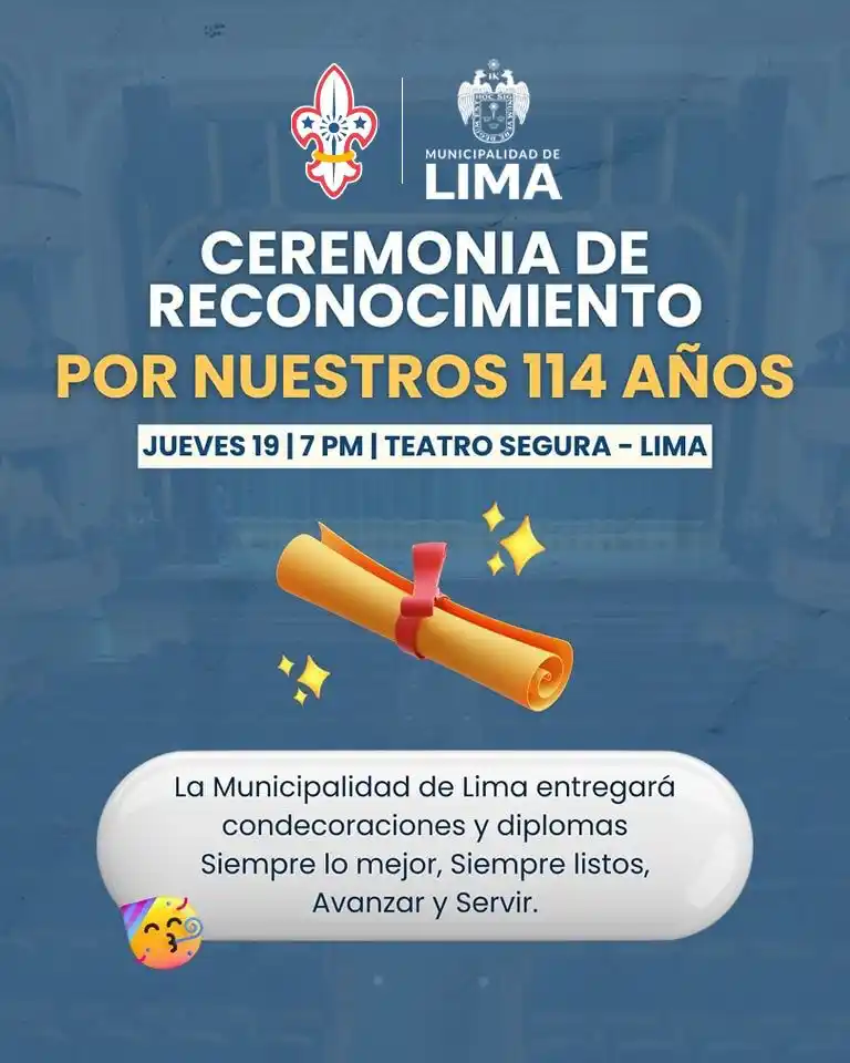 Image from SCOUTS DEL PERÚ ⚜️: 🎉 Ceremonia de Reconocimiento a los Scouts del Perú por su 114° Anive...