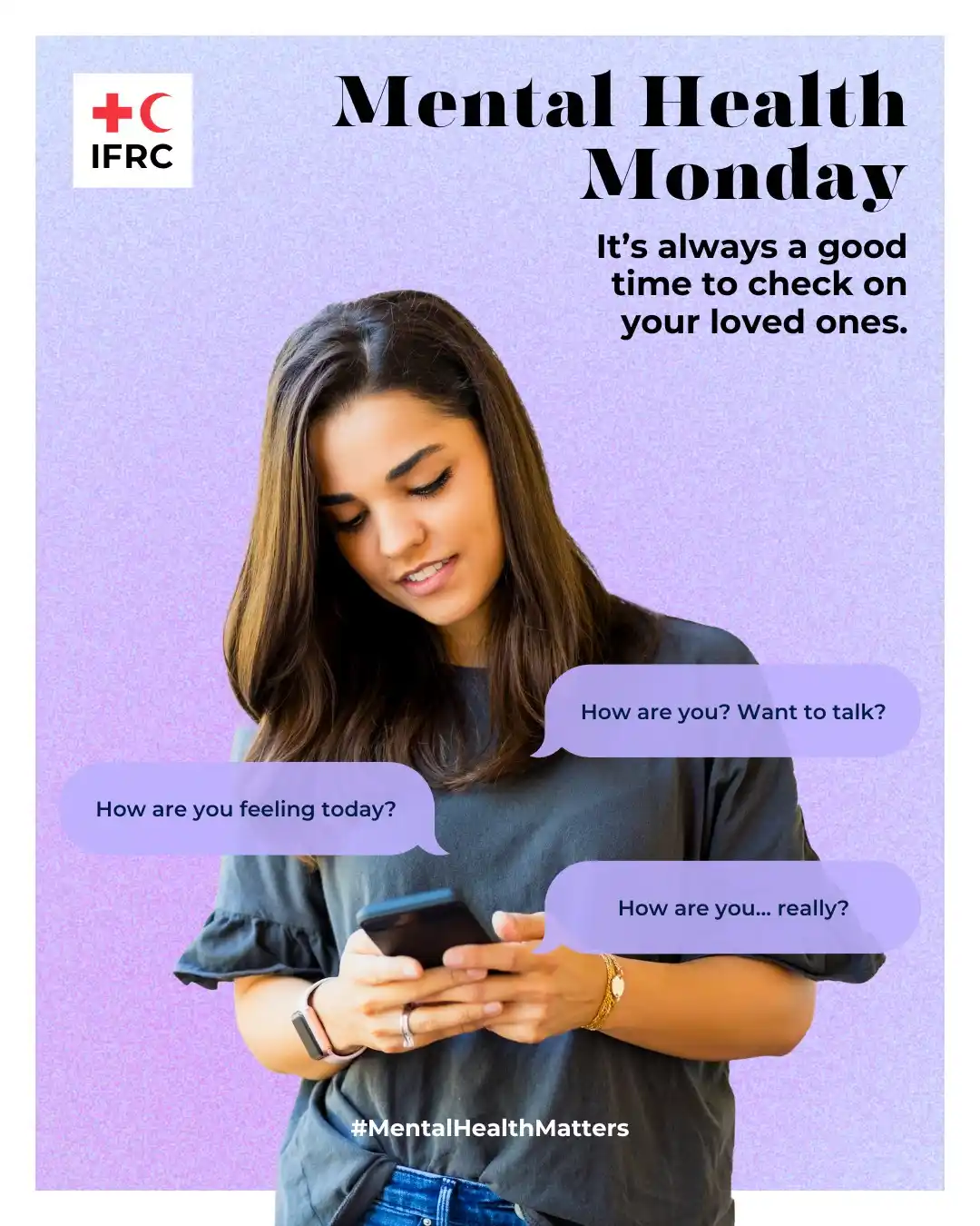 Image from IFRC: Don't forget to check on your loved ones. <a class="text-blue-500 hov...