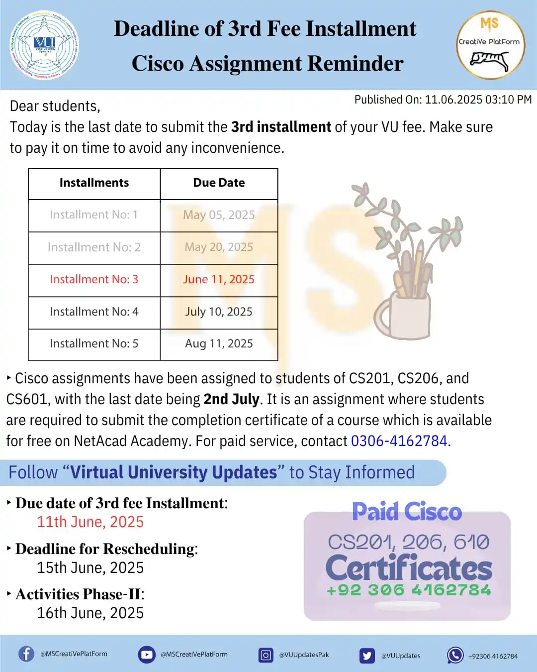 Image from Virtual University Updates๐ฅ: ๐๐ฎ๐ ๐๐๐ญ๐ ๐จ๐ ๐๐ซ๐ ๐๐๐ ๐๐ง๐ฌ๐ญ๐๐ฅ๐ฅ๐ฆ๐๐ง๐ญ! _*Quotatio...