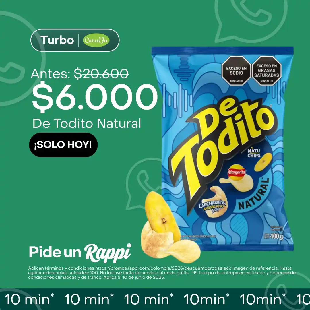 Image from Rappi Colombia: ¡Fifeeeess!🚨🚨 La pena de hoy se pasa con De Todito Natural y un vall...