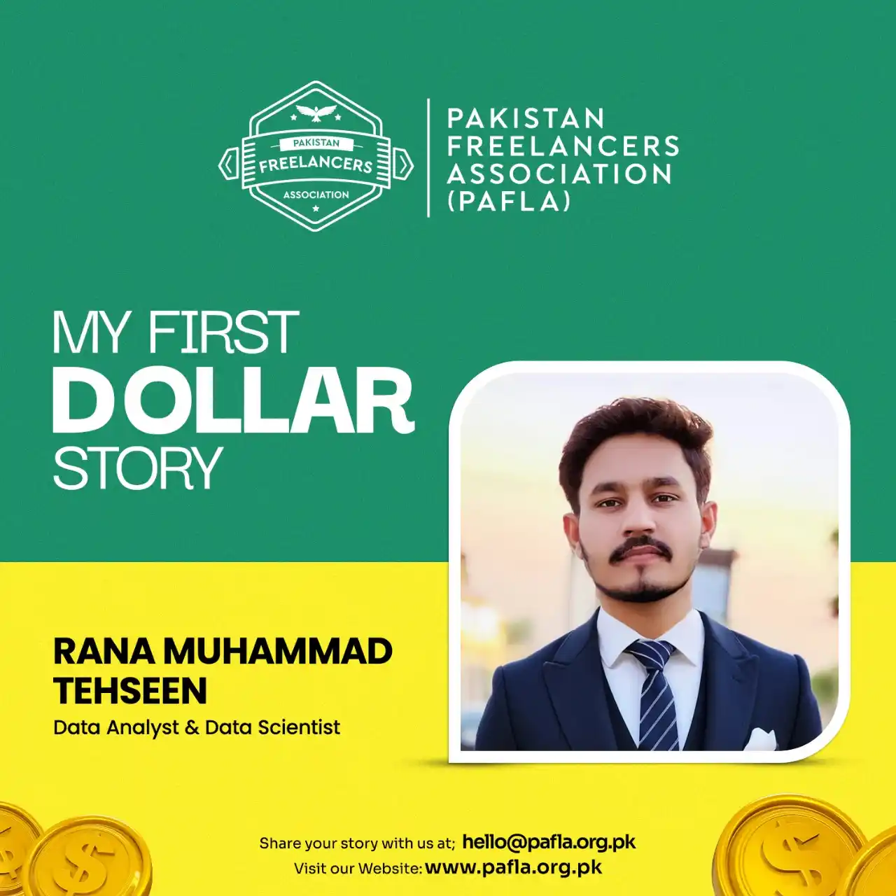 Image from PAFLA - Pakistan Freelancers Association: From LinkedIn Message to His First $75!! Rana Muhammad Tehseen - Dat...