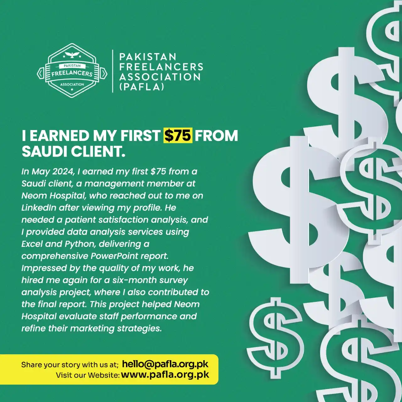Image from PAFLA - Pakistan Freelancers Association: From LinkedIn Message to His First $75!! Rana Muhammad Tehseen - Dat...