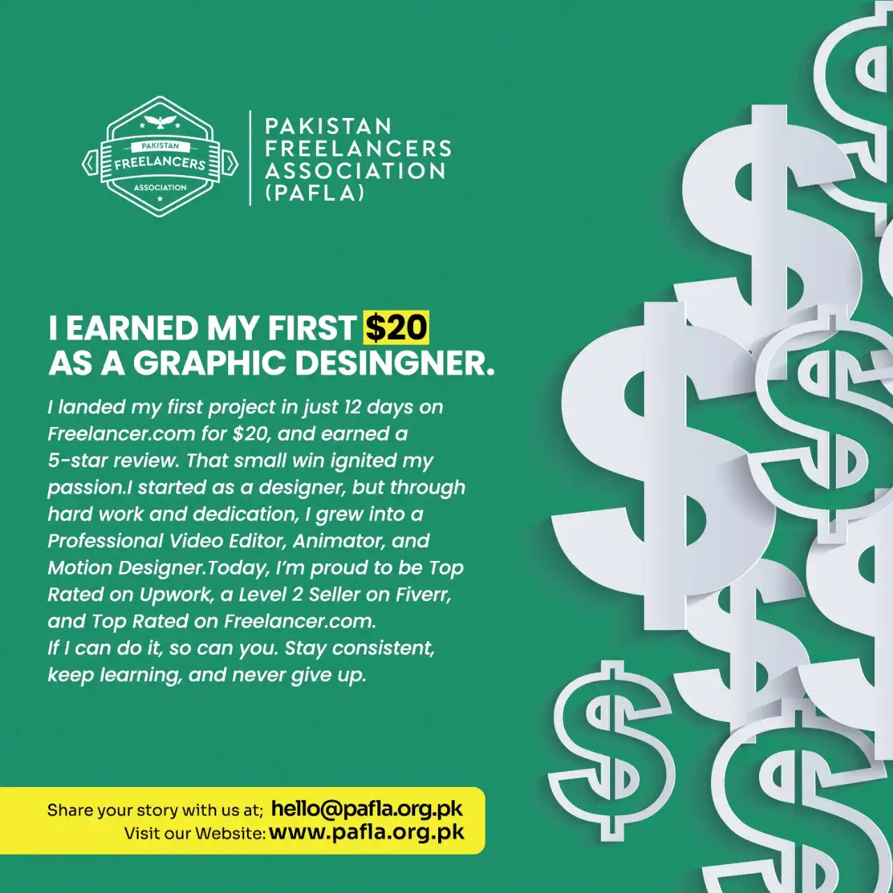 Image from PAFLA - Pakistan Freelancers Association: It wasn’t about the money. It was about believing in himself. He didn...