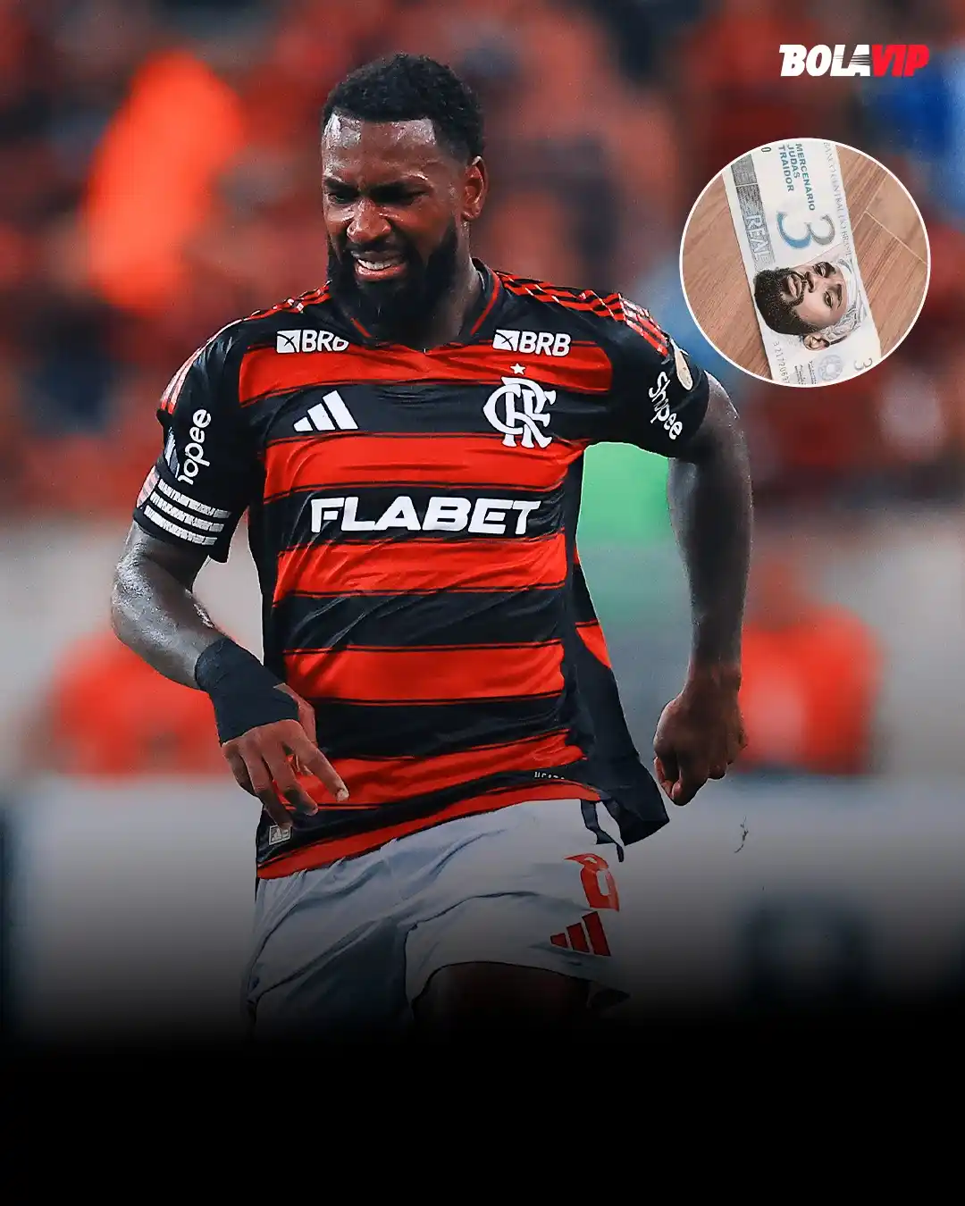 Image from Bolavip Brasil: 😳 Levaram uma nota de 3 reais com a cara do Gerson para o aerofla....