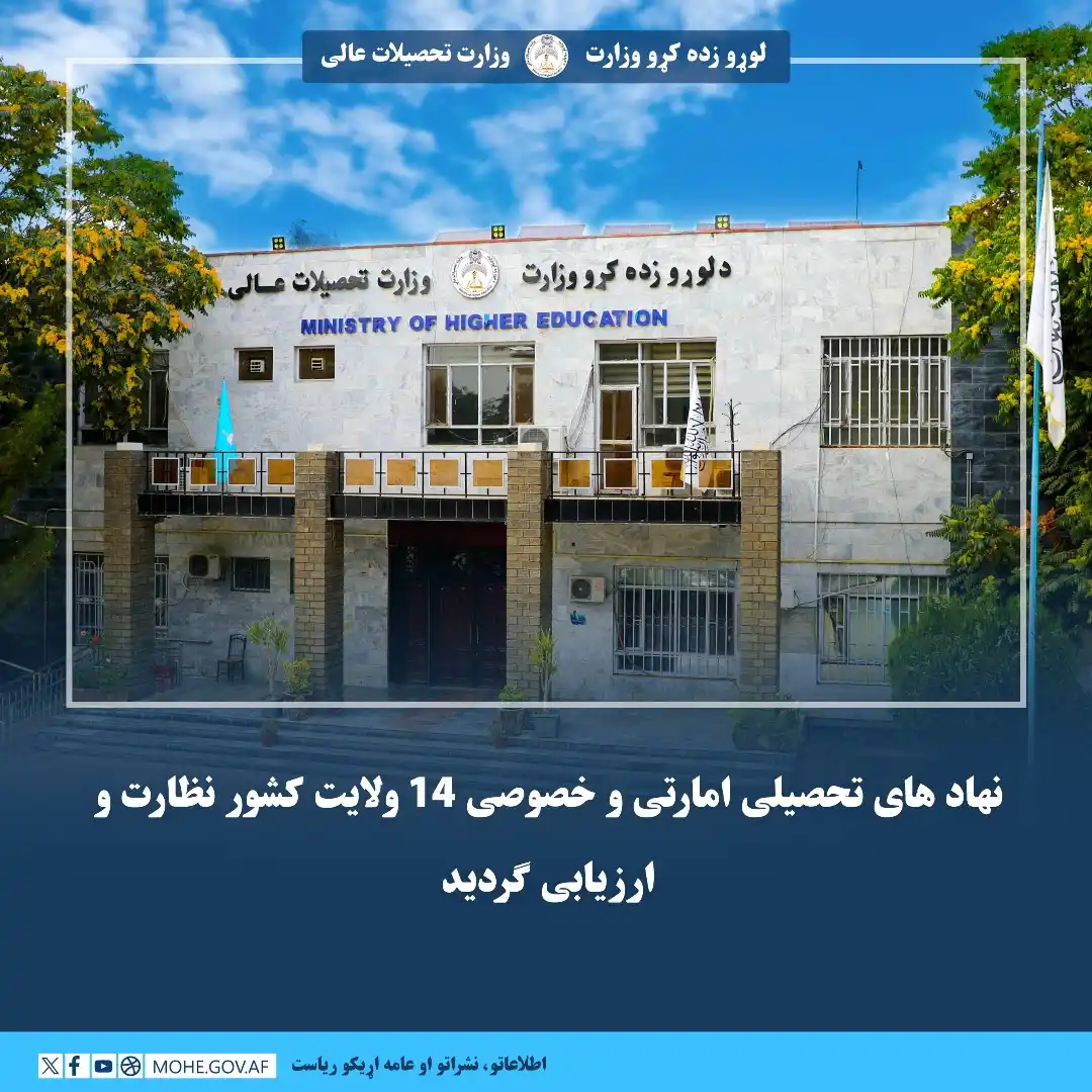 Image from لوړو زده کړو وزارت - وزارت تحصیلات عالی: نهاد های تحصیلی امارتی و خصوصی ۱۴ ولایت کشور نظارت و ارزیابی گردید  هی...