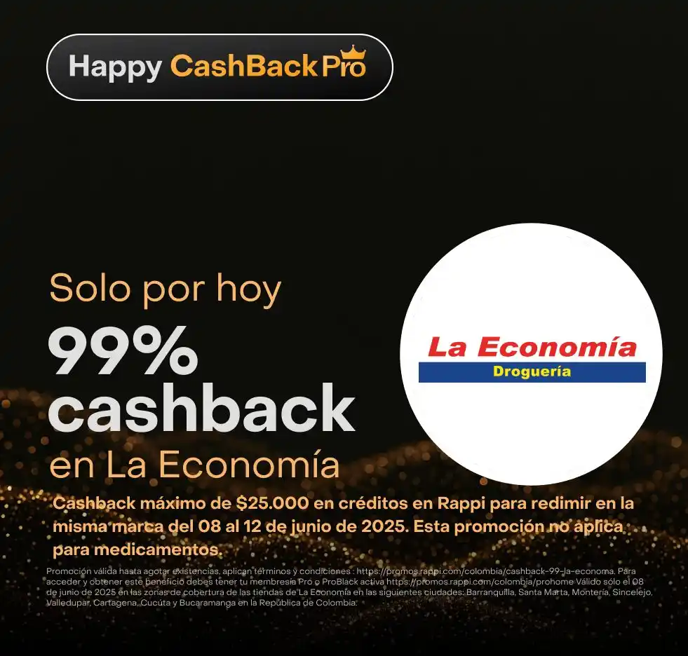 Image from Rappi Colombia: ¡Para esa gripita! 🚨🚨 🔥¡La Economía con 99% de cashback!🔥 👀Solo...