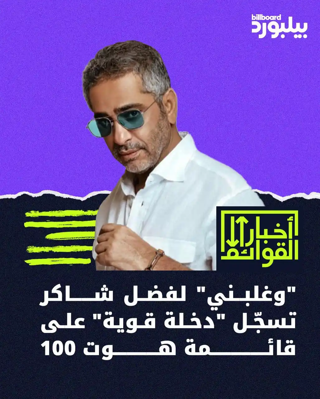 Image from Billboard Arabia - بيلبورد عربية: سجلت أغنية "وغلبني" أقوى دخول على قائمة بيلبورد عربية هوت 100 هذا الأس...