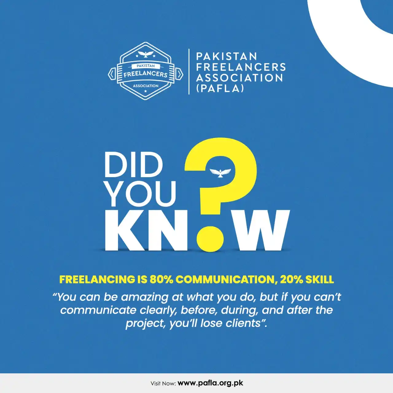 Image from PAFLA - Pakistan Freelancers Association: Tip of the day!    Clear communication can turn a chat into a contract...