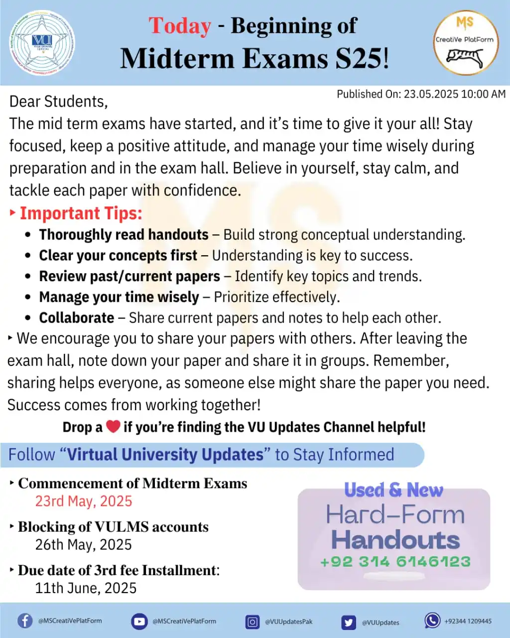 Image from Virtual University Updates🥇: 𝐓𝐨𝐝𝐚𝐲 - 𝐌𝐢𝐝𝐭𝐞𝐫𝐦 𝐄𝐱𝐚𝐦 𝐒𝟐𝟓!  _*Quotation*_ _“Study li...