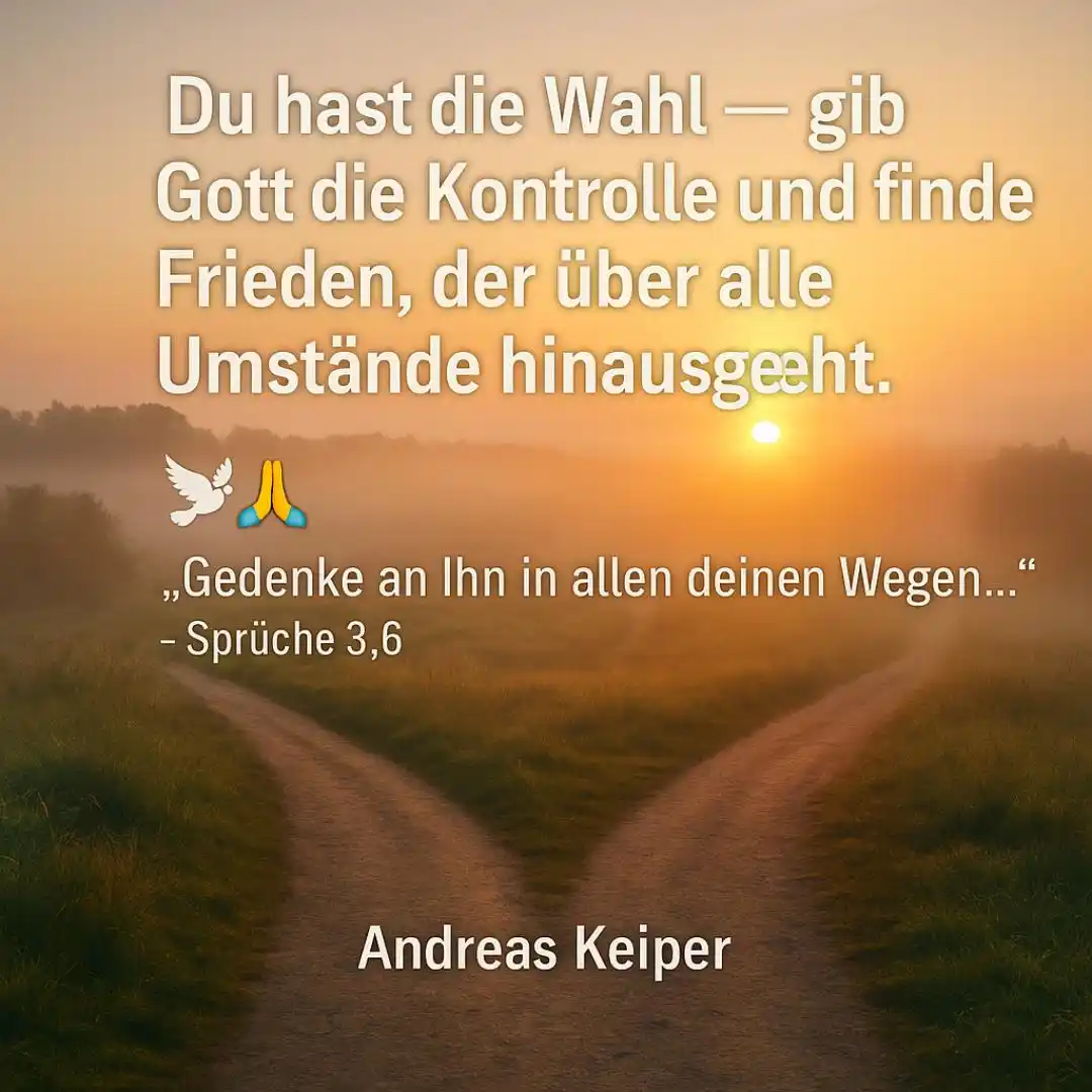 Image from Tägliche „Glaubensimpulse to go“ mit Andreas Keiper: Wem gibst du die Kontrolle über dein Leben? Jeden Tag stehen wir vor ...