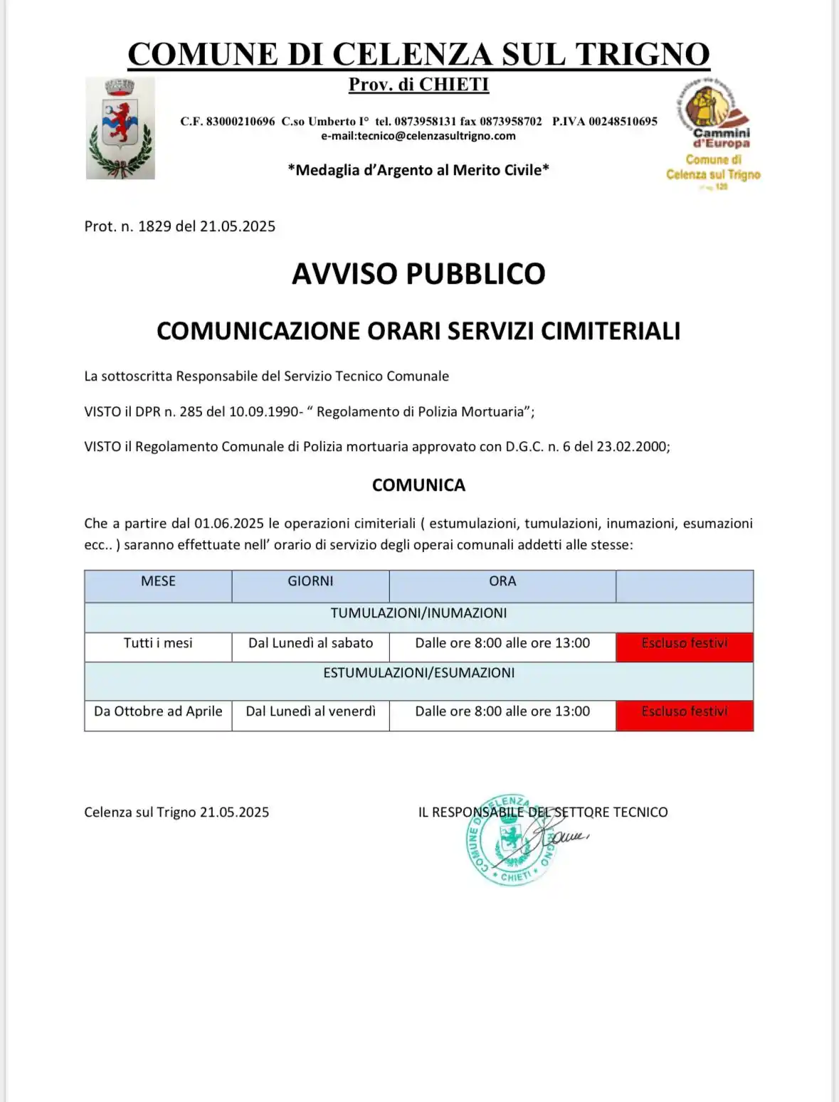 Comune di Celenza sul Trigno post