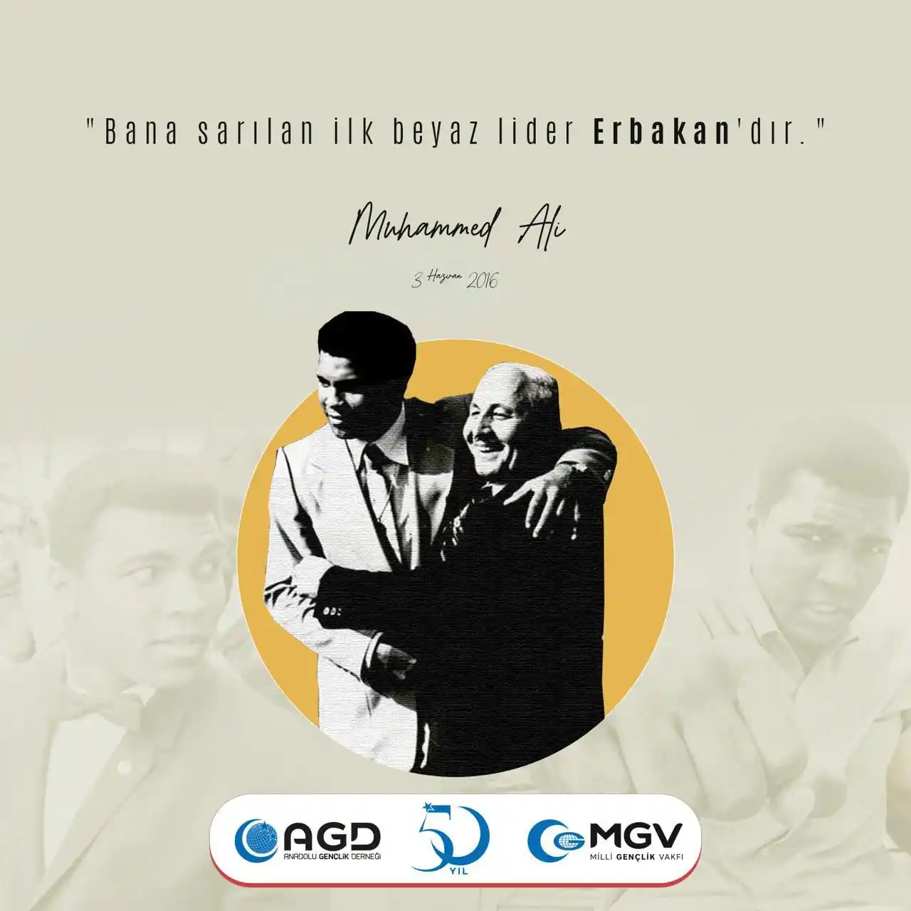 Image from AGD İnegöl: "Bana sarılan ilk beyaz lider Erbakan'dır." Muhammed Ali'yi vefatının...