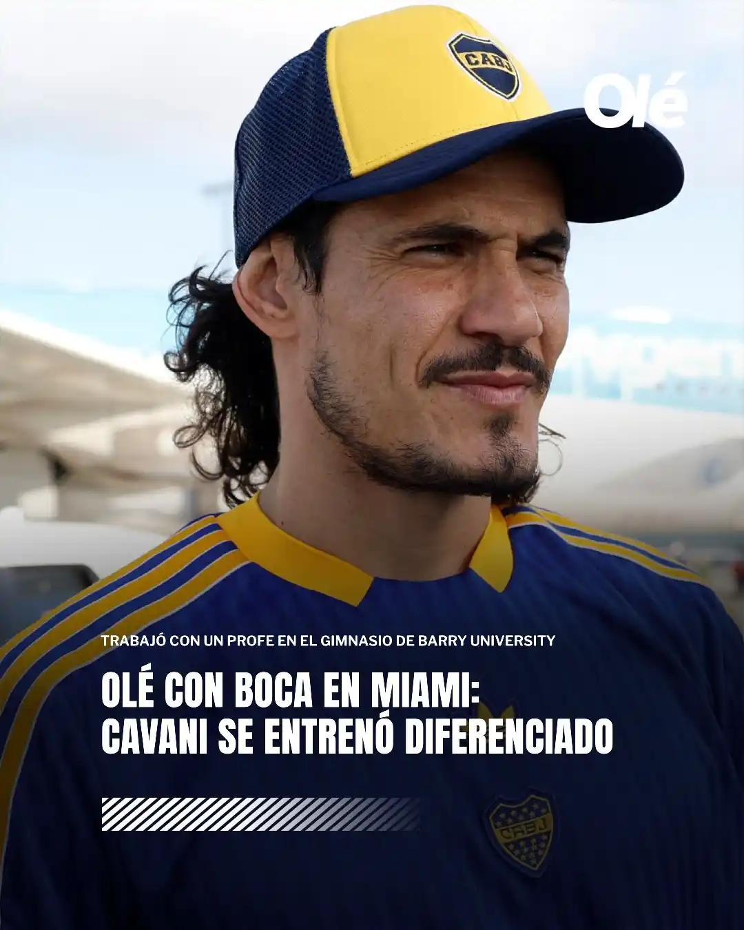 Image from Olé: *CAVANI SE ENTRENÓ DIFERENCIADO 🚨🔵🟡* ➡️ Olé estuvo en el primer en...
