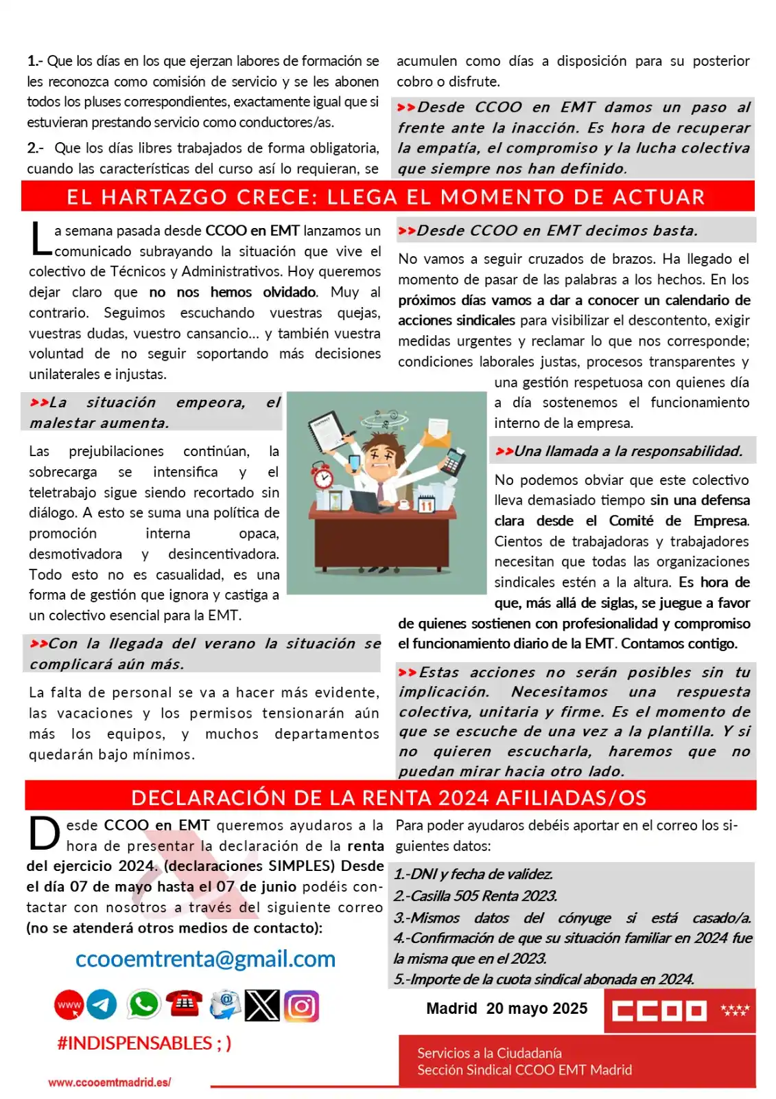 CCOO-EMT MADRID post